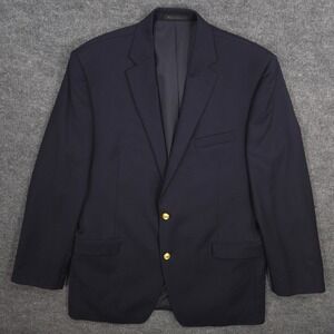 Lauren Ralph Lauren Wool Blazer Mens 44L Navy Gold Buttons Notch Lapel Preppy